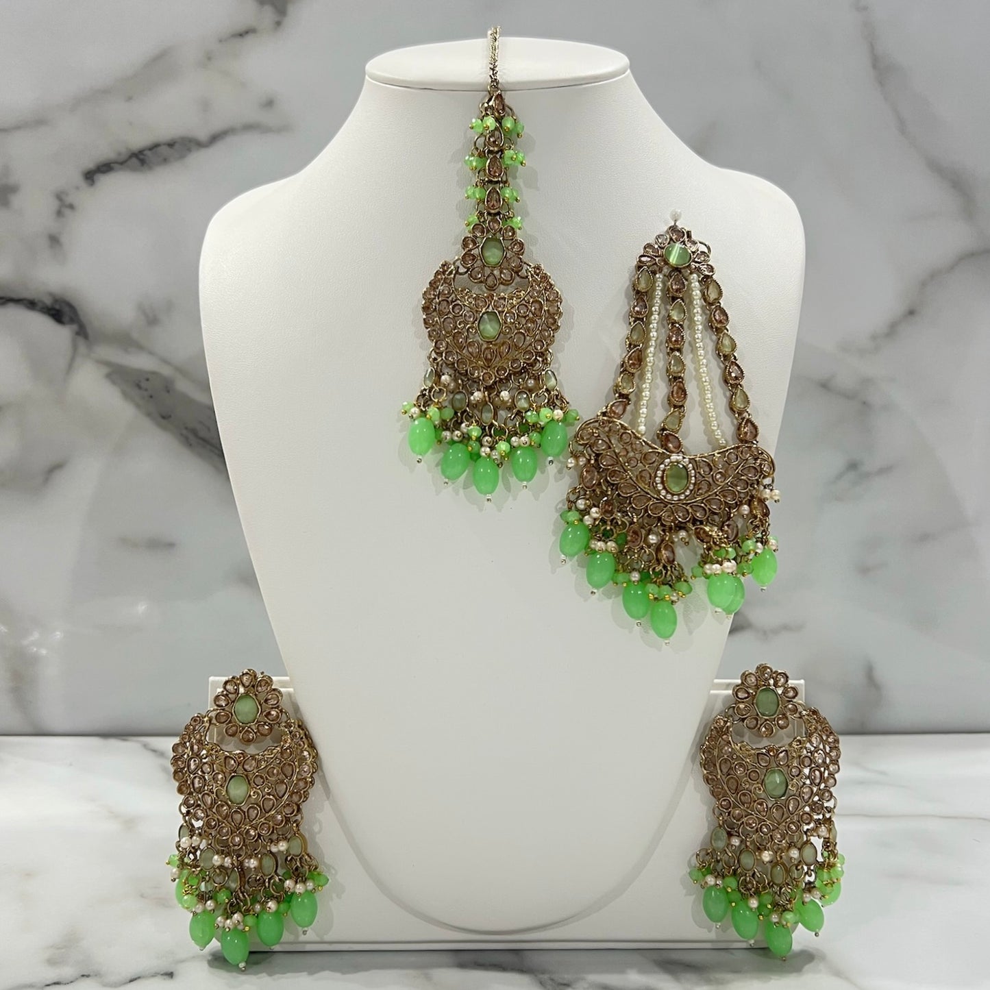 Earrings, Tikka, and Jhumar Set