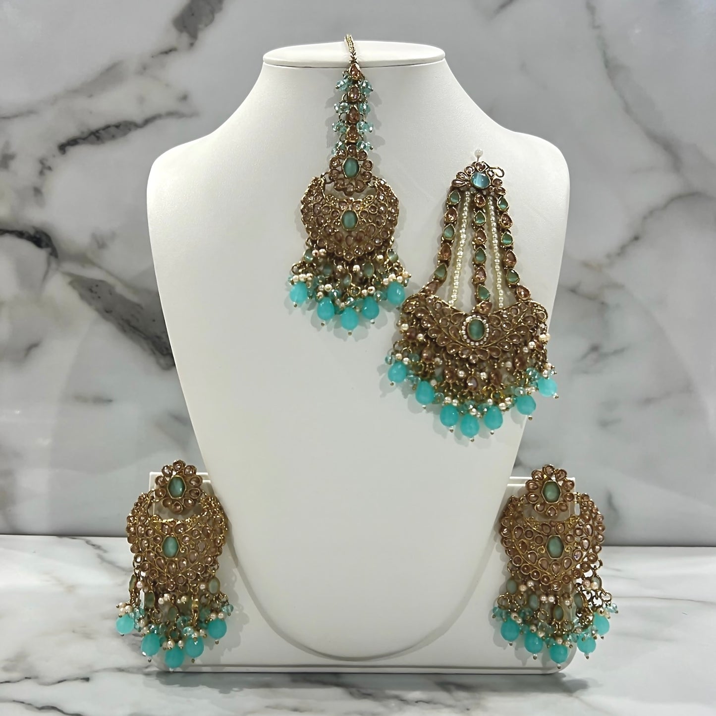 Earrings, Tikka, and Jhumar Set