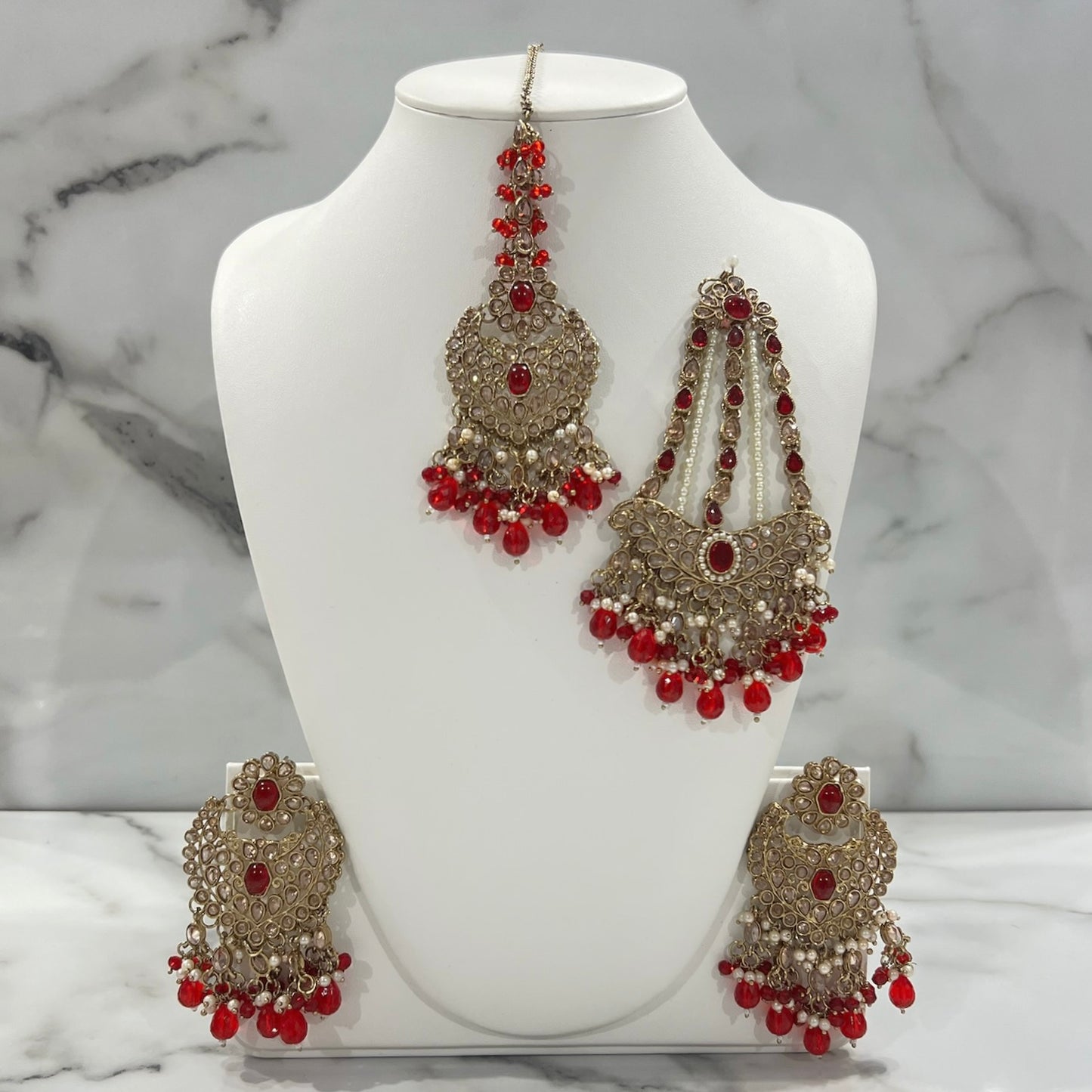 Earrings, Tikka, and Jhumar Set
