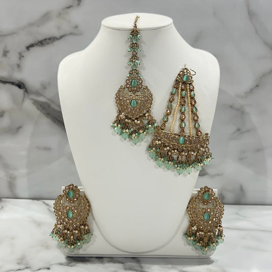 Earrings, Tikka, and Jhumar Set