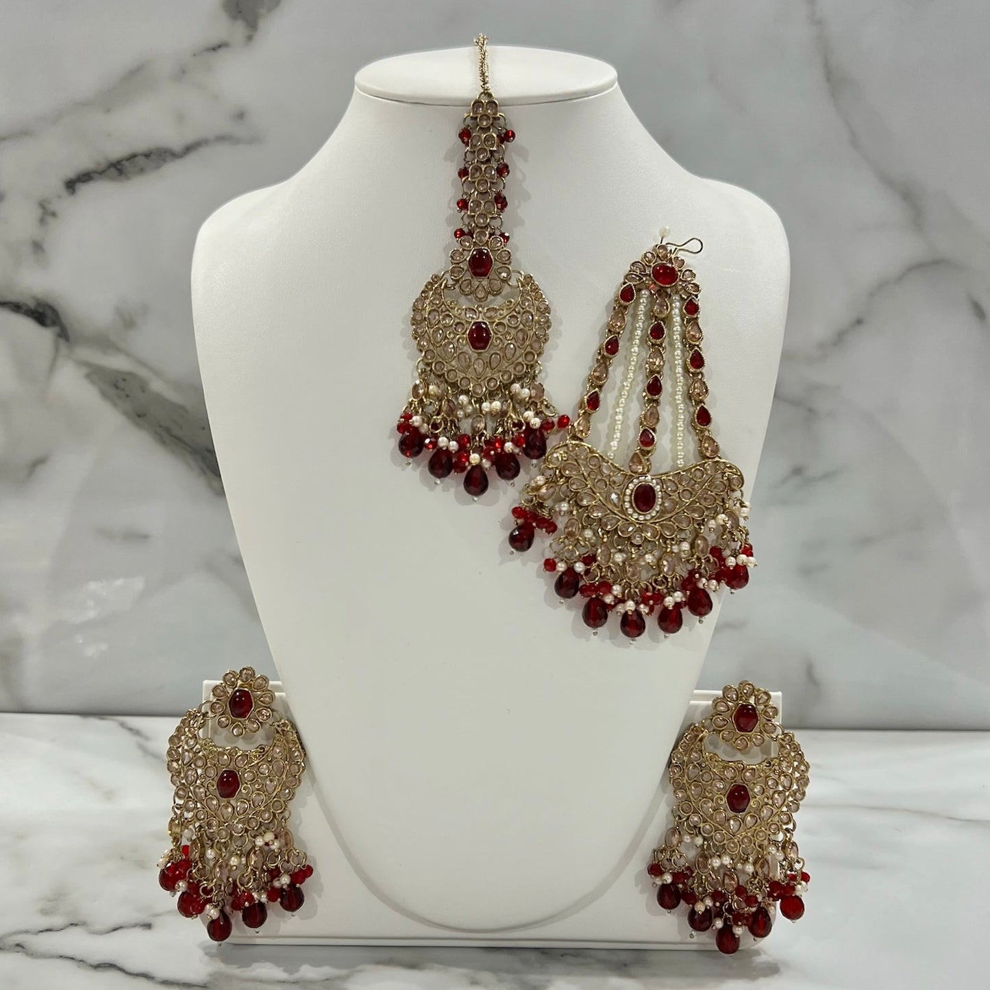 Earrings, Tikka, and Jhumar Set