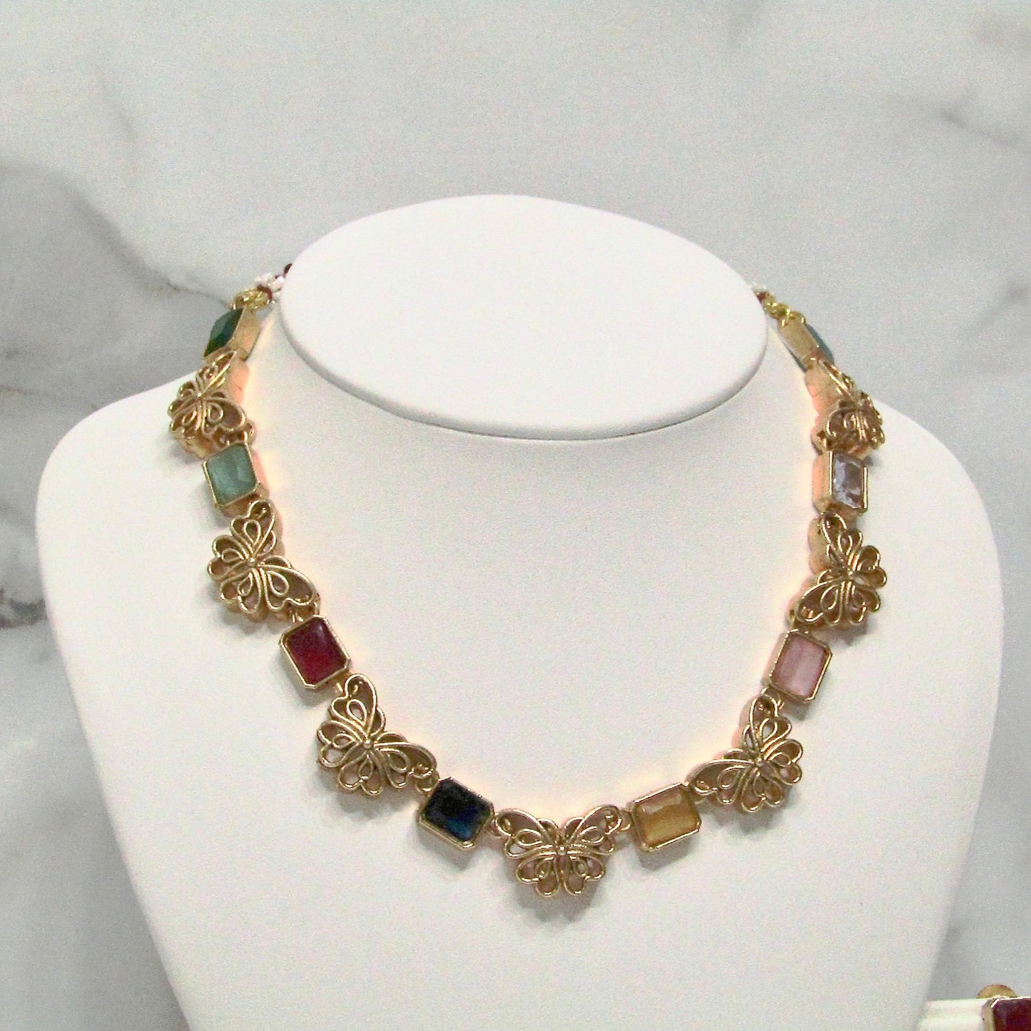 Gold Butterfly Neclace and Earring Set