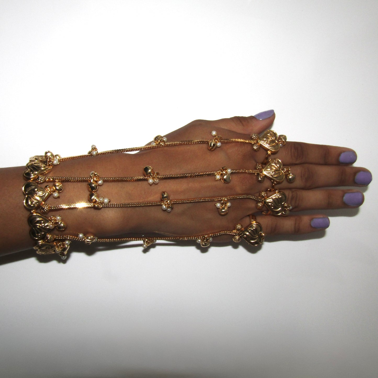 Gold Heart 4 Finger Hand Piece