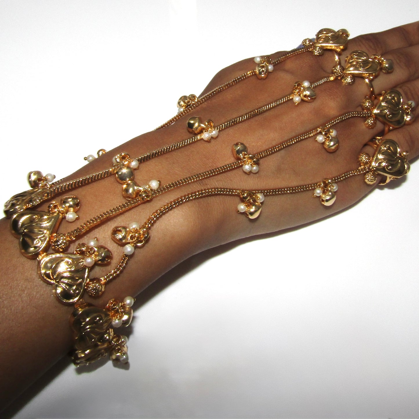 Gold Heart 4 Finger Hand Piece