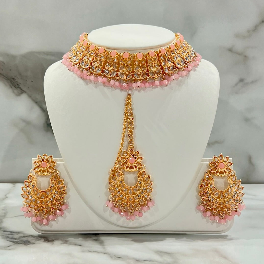 Choker Necklace, Earring and Tikka Set