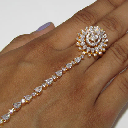 American Diamond Circle Gold Hand Piece