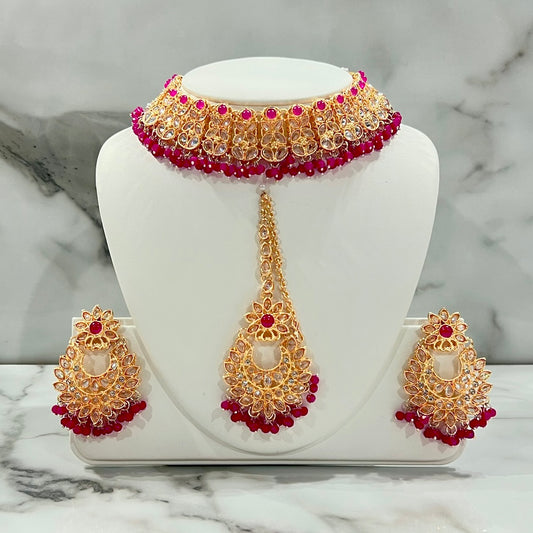 Choker Necklace, Earring and Tikka Set