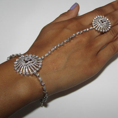 American Diamond Circle Silver Hand Piece