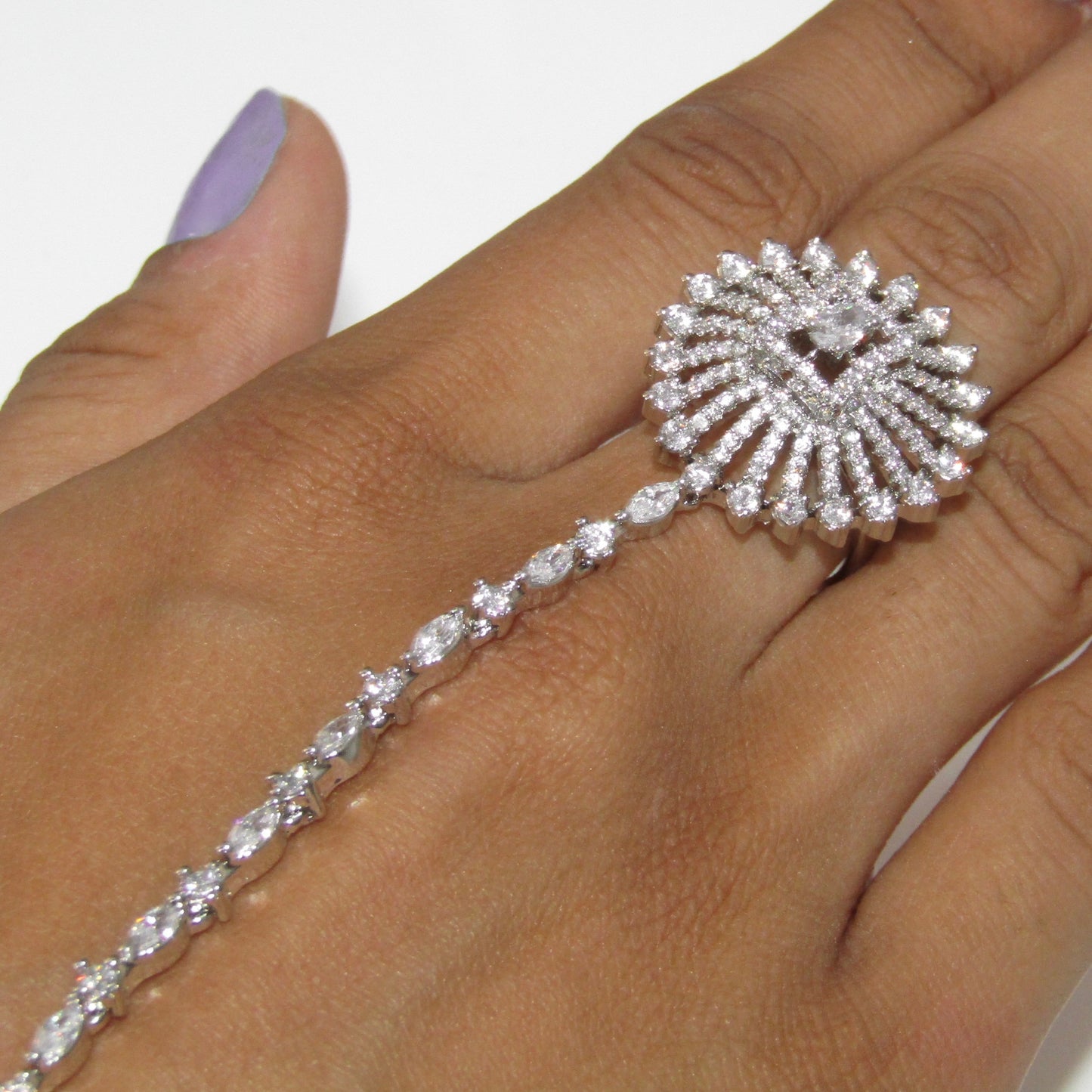American Diamond Circle Silver Hand Piece