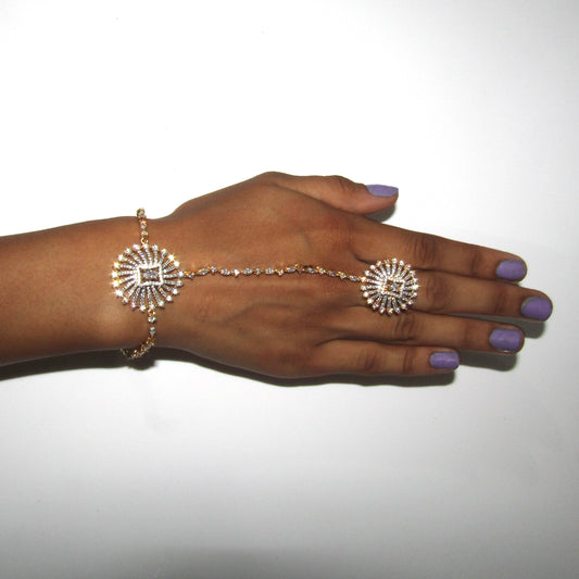 American Diamond Circle Gold Hand Piece