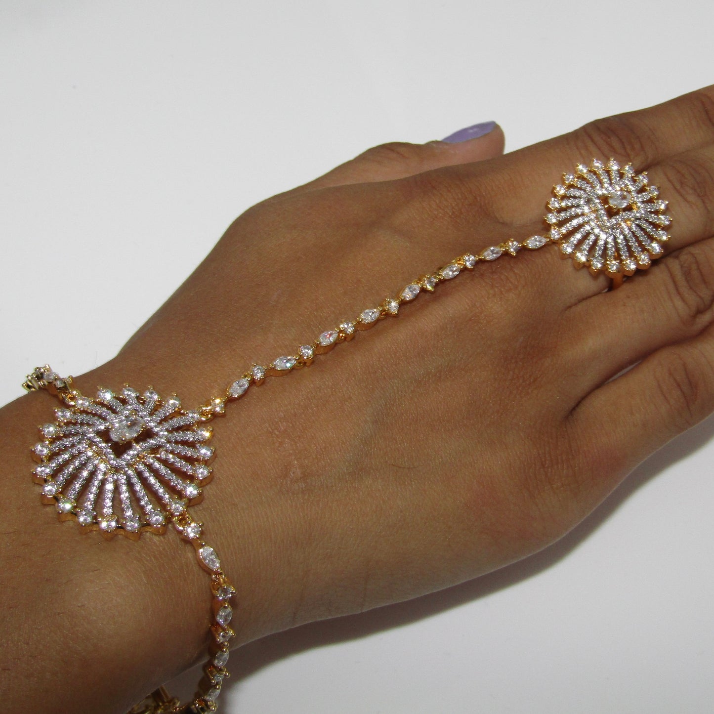 American Diamond Circle Gold Hand Piece