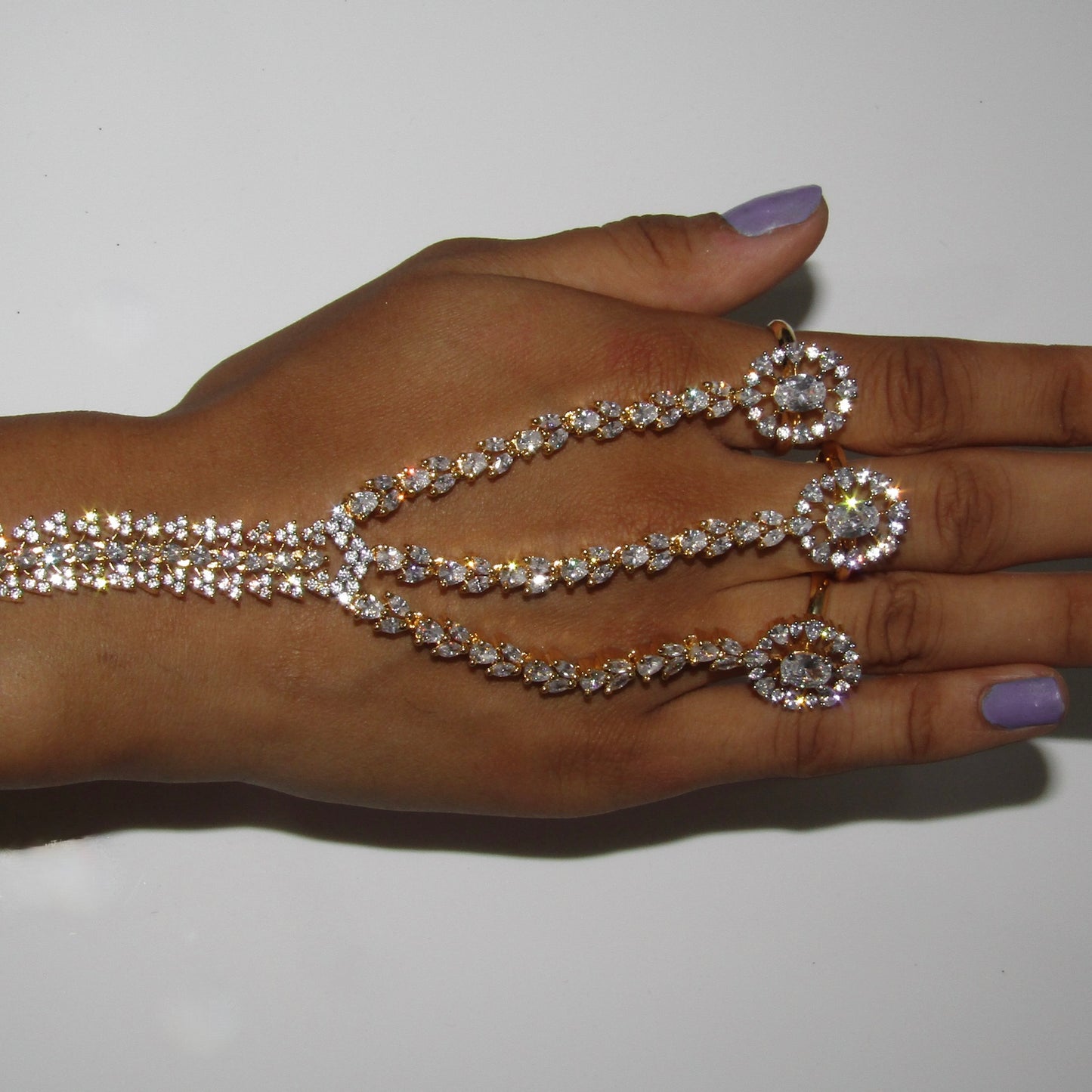 American Diamond Gold 3 Finger Hand Piece