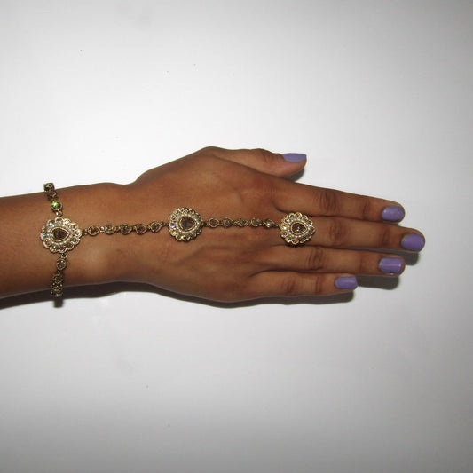 Gold Polki and Pearl Hand Piece