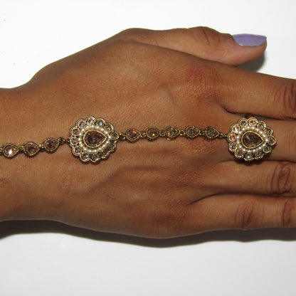 Gold Polki and Pearl Hand Piece
