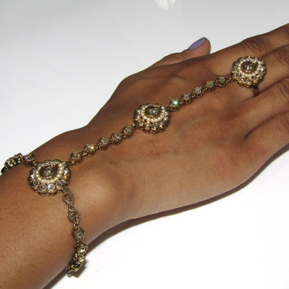 Gold Polki and Pearl Hand Piece