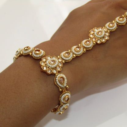 Gold Polki and Pearl Hand Piece