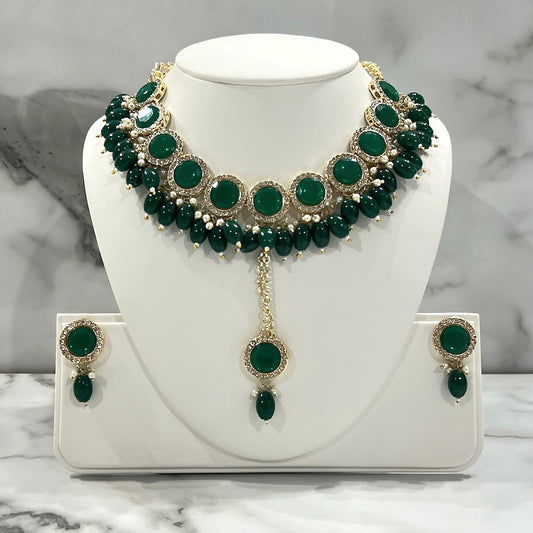 Circular Stone Choker/Neckline Set