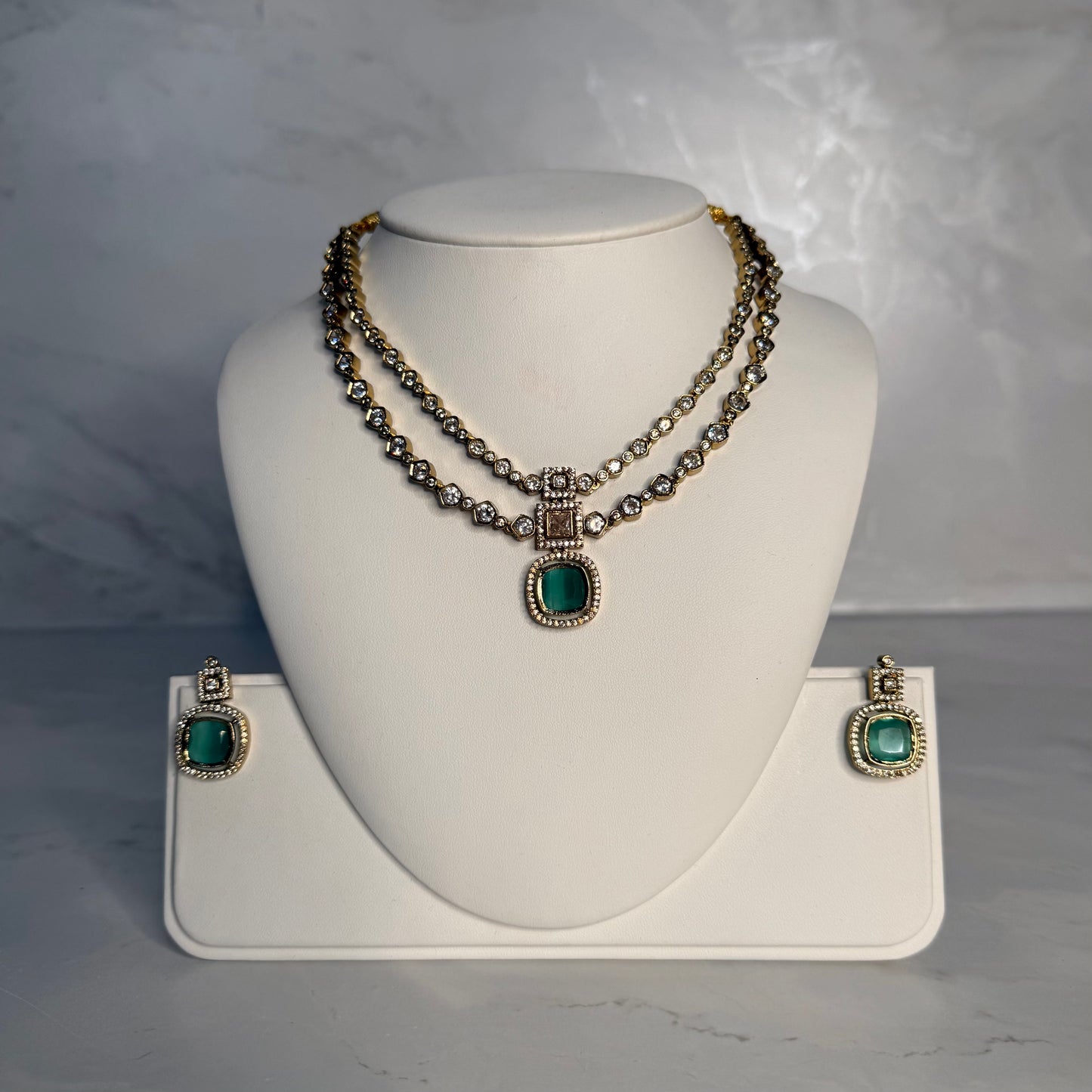 Square American Diamond Neckline Set