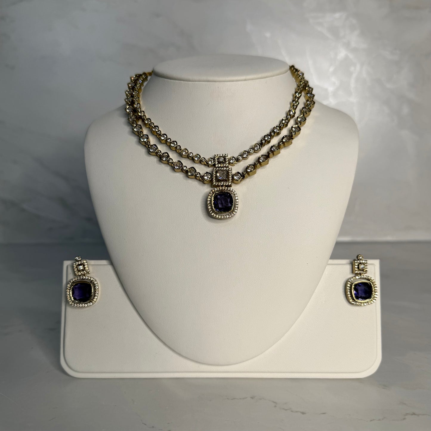 Square American Diamond Neckline Set