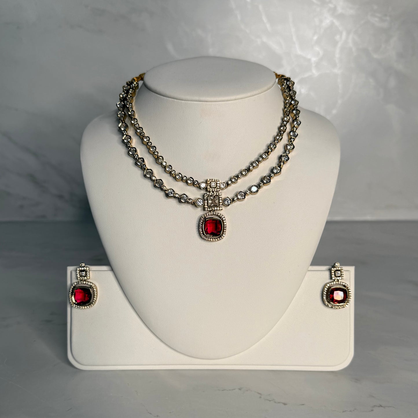 Square American Diamond Neckline Set