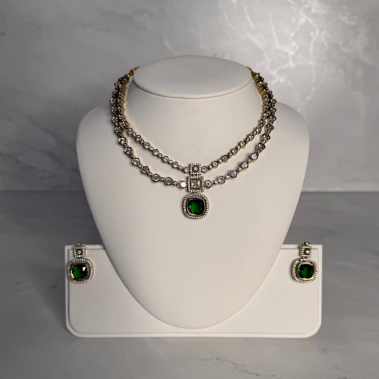 Square American Diamond Neckline Set