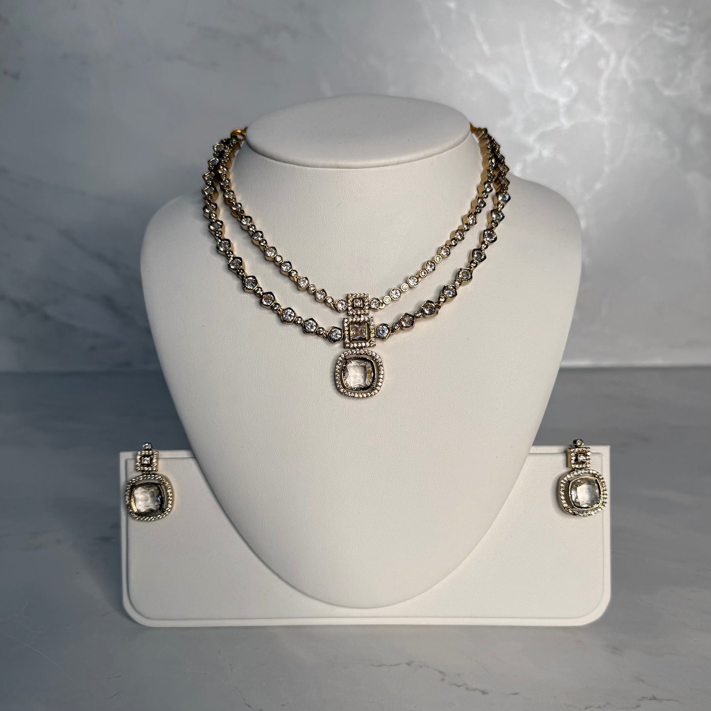 Square American Diamond Neckline Set