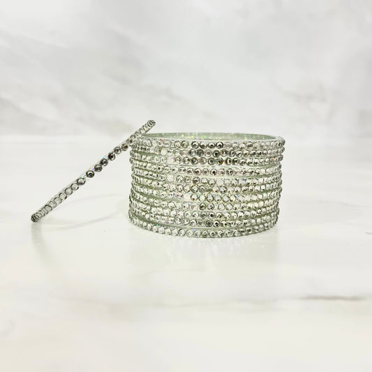 Silver Stone Glass Bangles