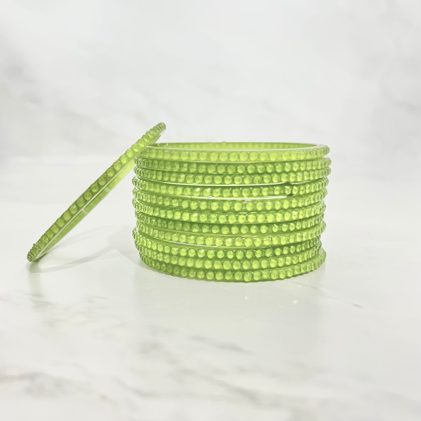 Green Stone Glass Bangles