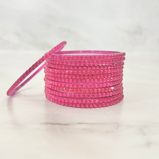 Rani Pink Stone Glass Bangles