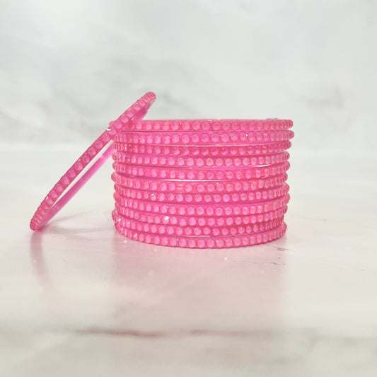 Baby Pink Stone Glass Bangles