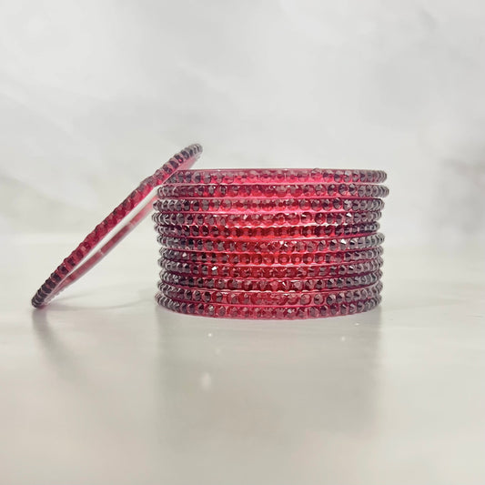 Maroon Stone Glass Bangles