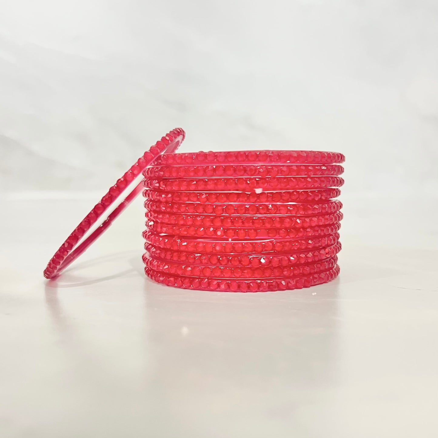 Red Stone Glass Bangles