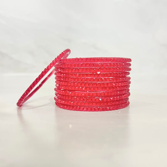 Red Stone Glass Bangles
