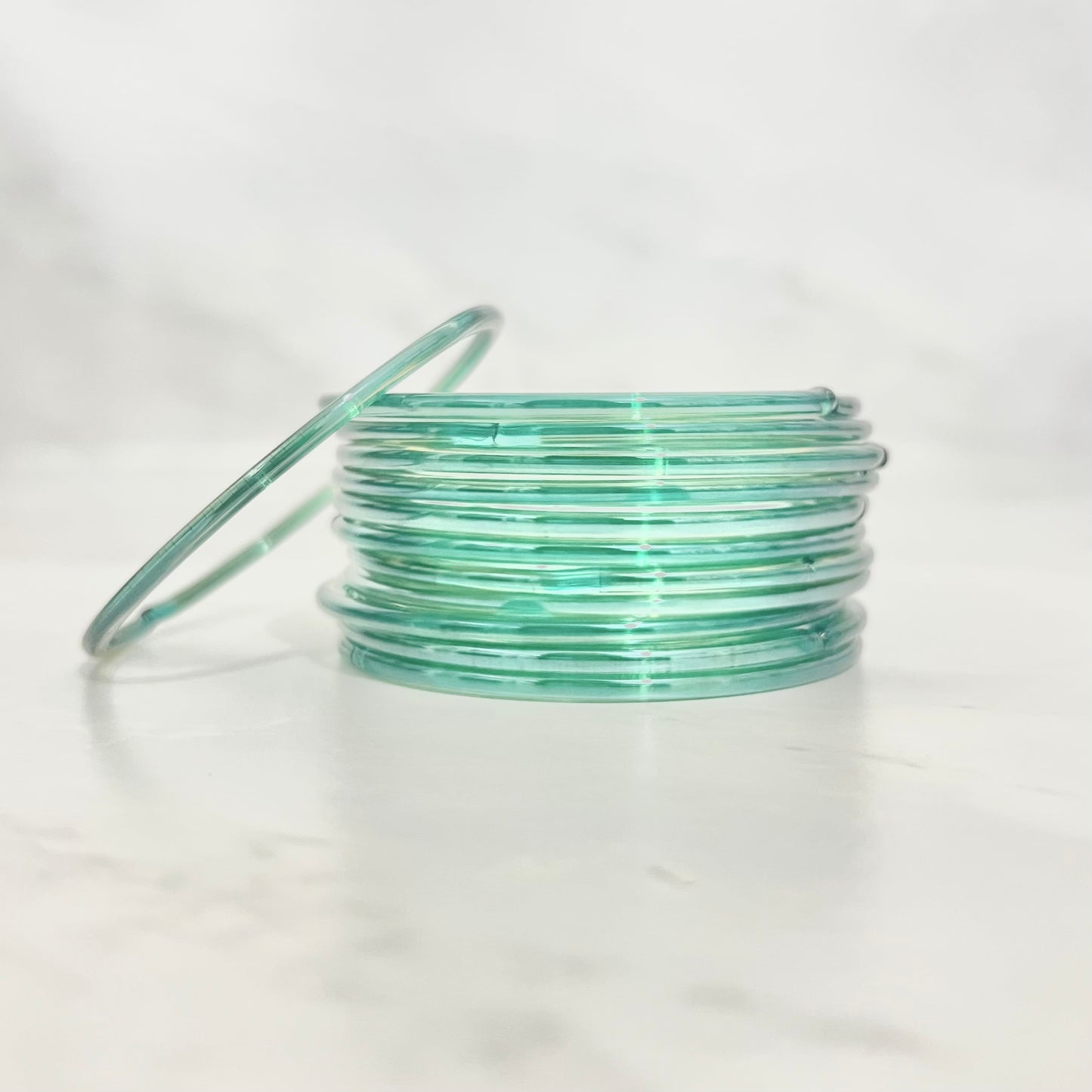 Iridescent Mint Shiny Glass Bangles