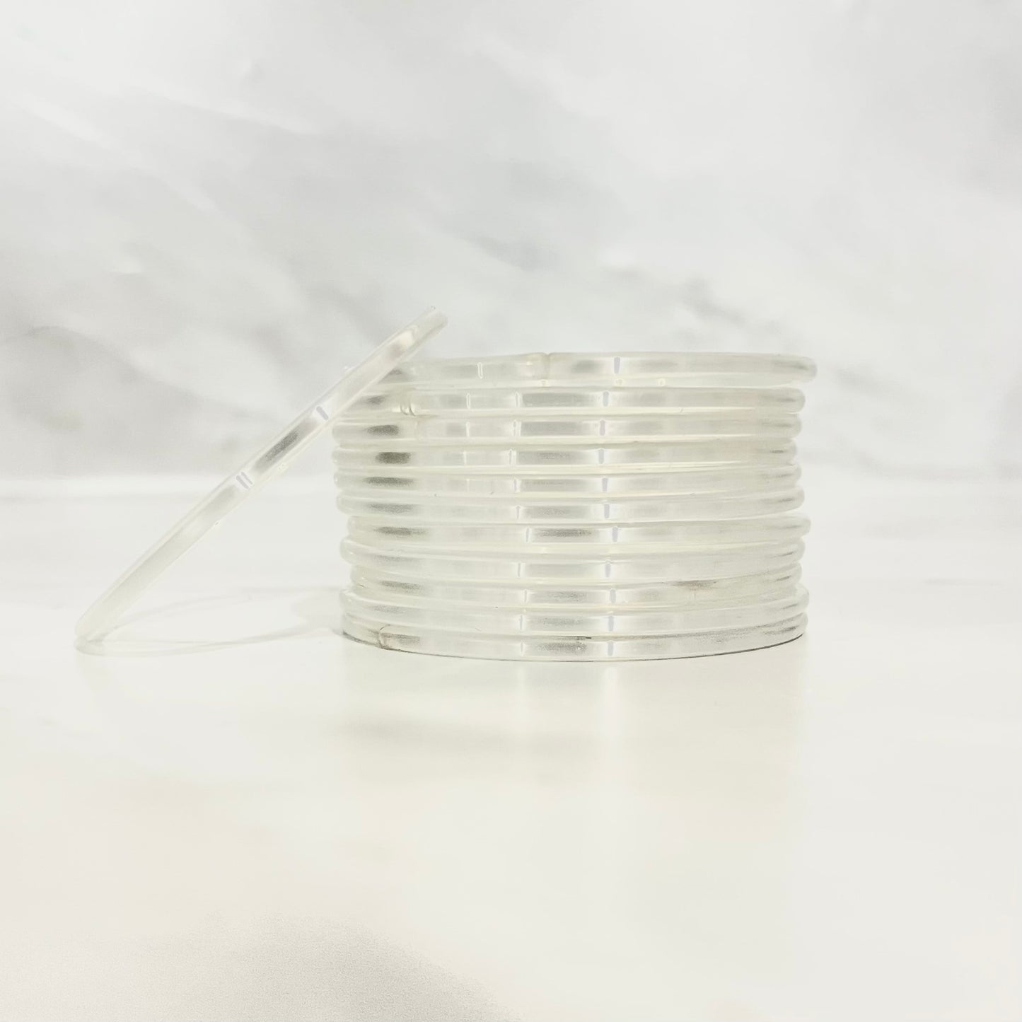 White Shiny Glass Bangles