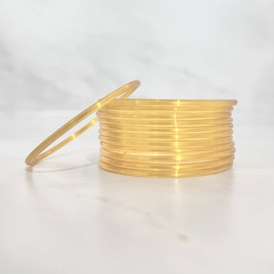 Yellow Shiny Glass Bangles