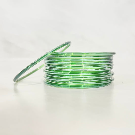 Iridescent Green Shiny Glass Bangles