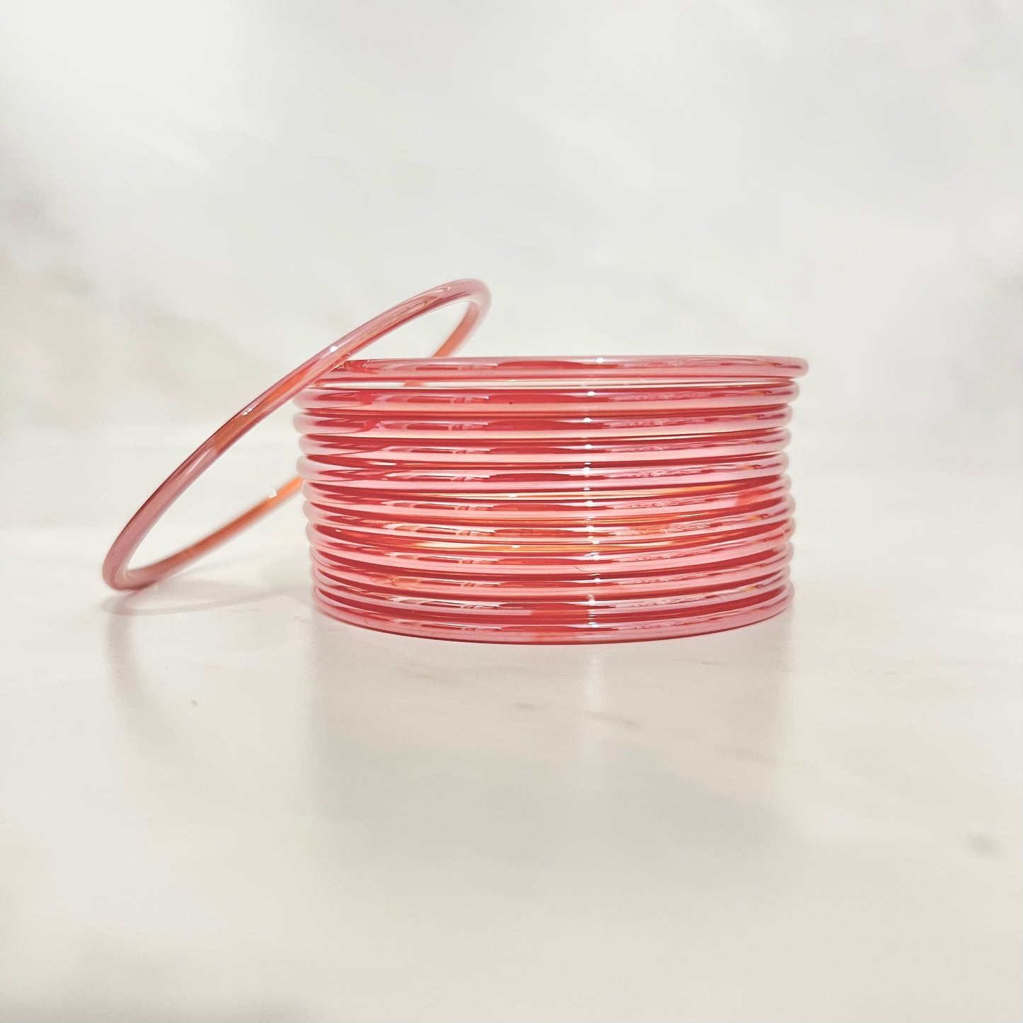 Iridescent Red Shiny Glass Bangles