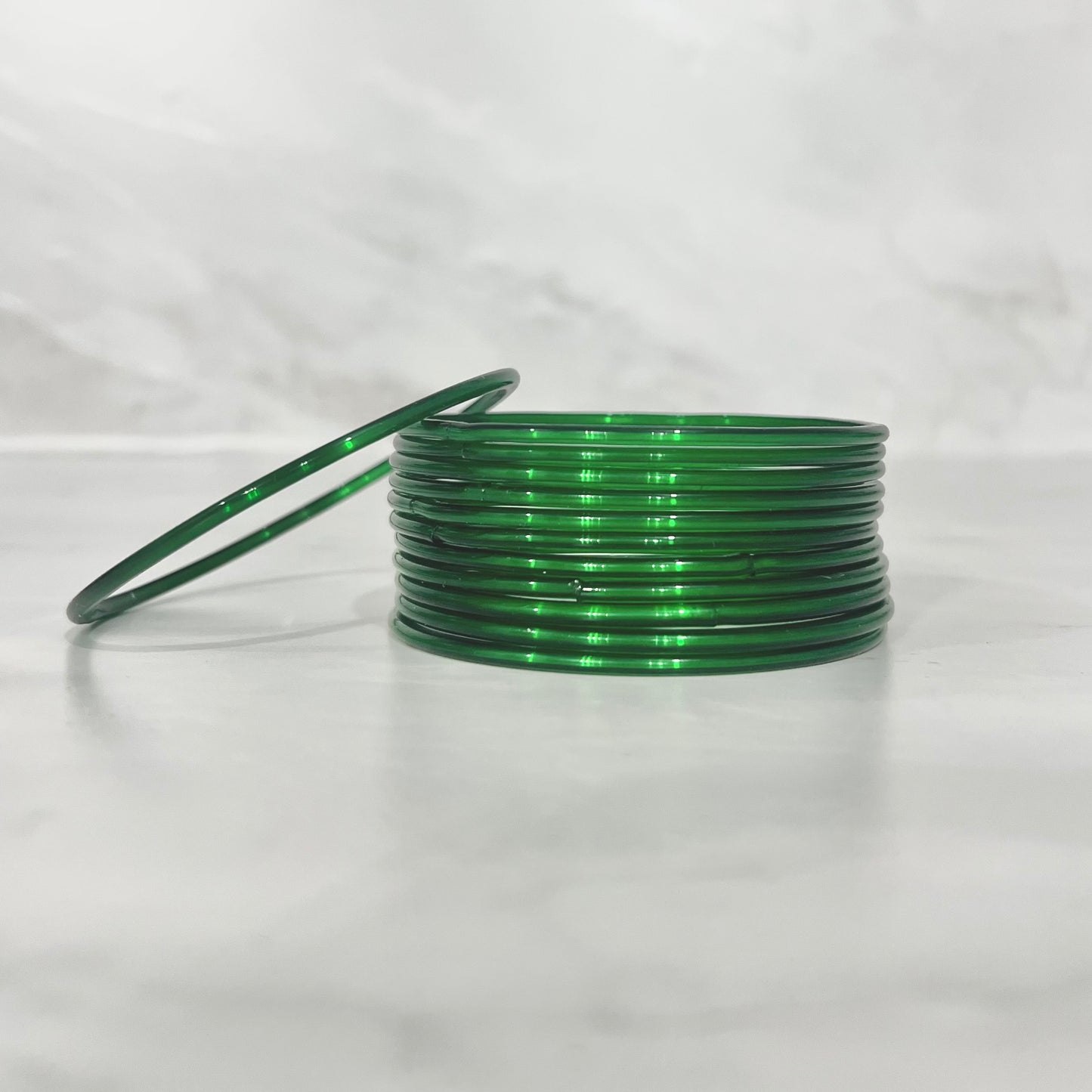 Dark Green Shiny Glass Bangles