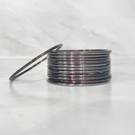 Iridescent Brown Shiny Glass Bangles