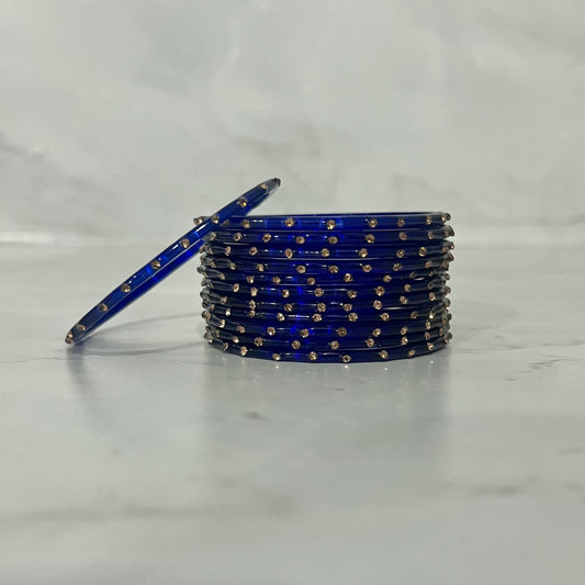 Blue Translucent Raindrop Glass Bangles