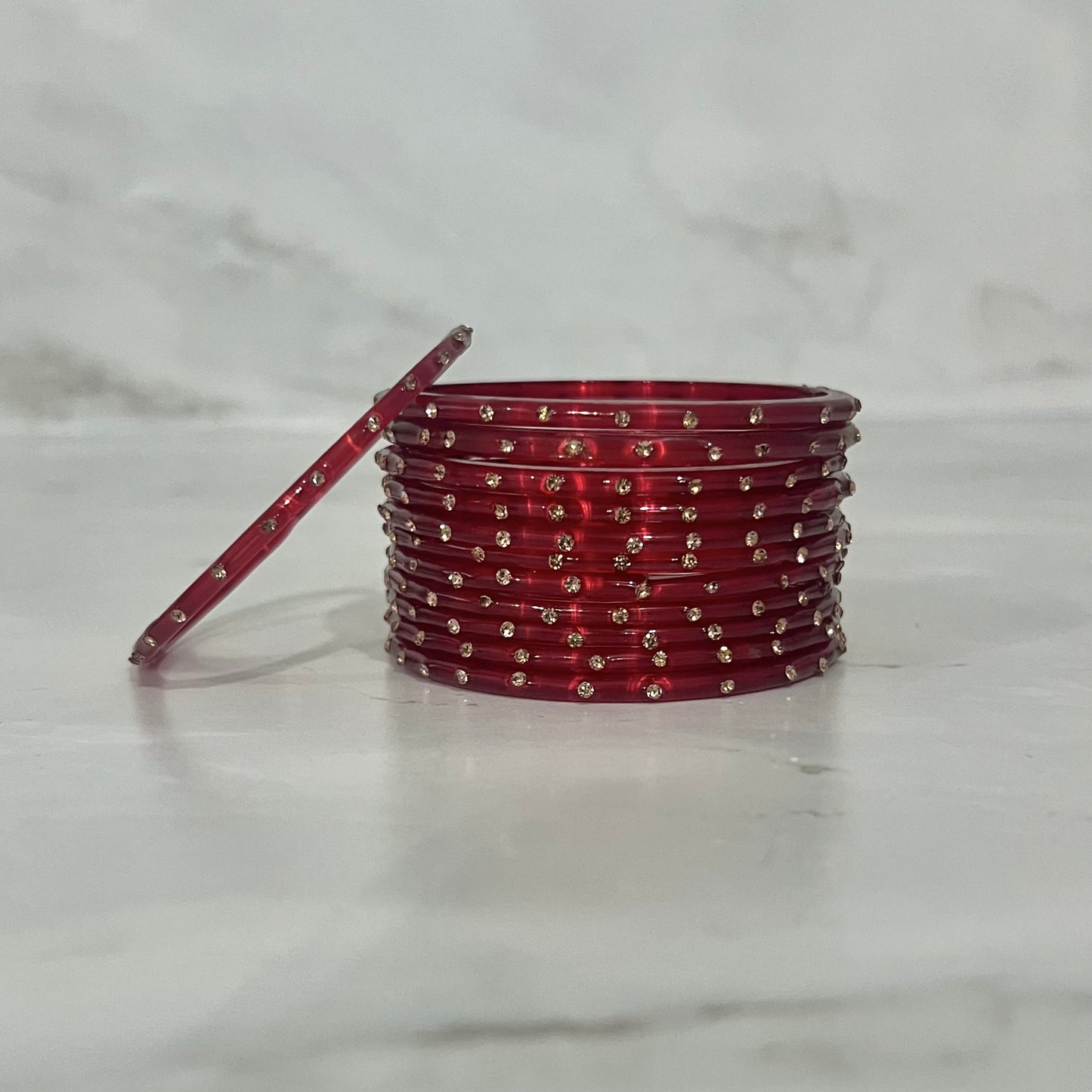 Red Translucent Raindrop Glass Bangles