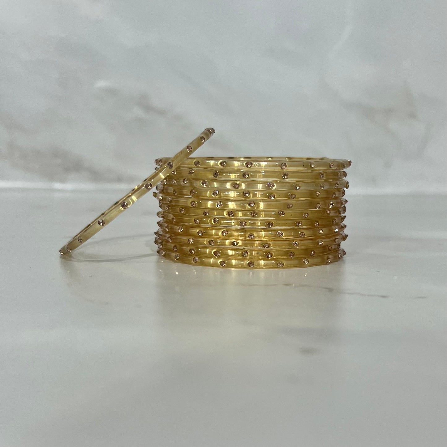 Gold Translucent Raindrop Glass Bangles