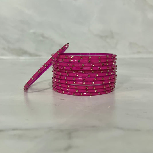 Barbie Pink Raindrop Glass Bangles