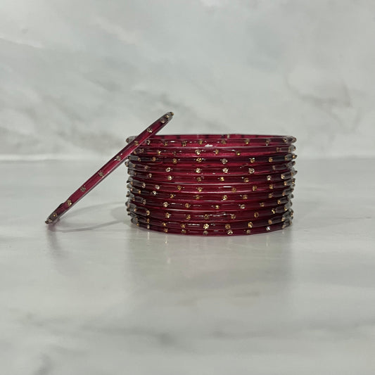 Raspberry Red Translucent Raindrop Glass Bangles