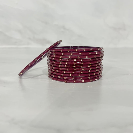 Mauve Raindrop Glass Bangles