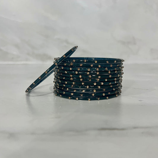 Blue Grey Raindrop Glass Bangles