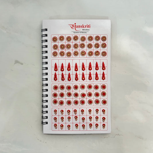 Mixed Design Red/Maroon Bindi Book