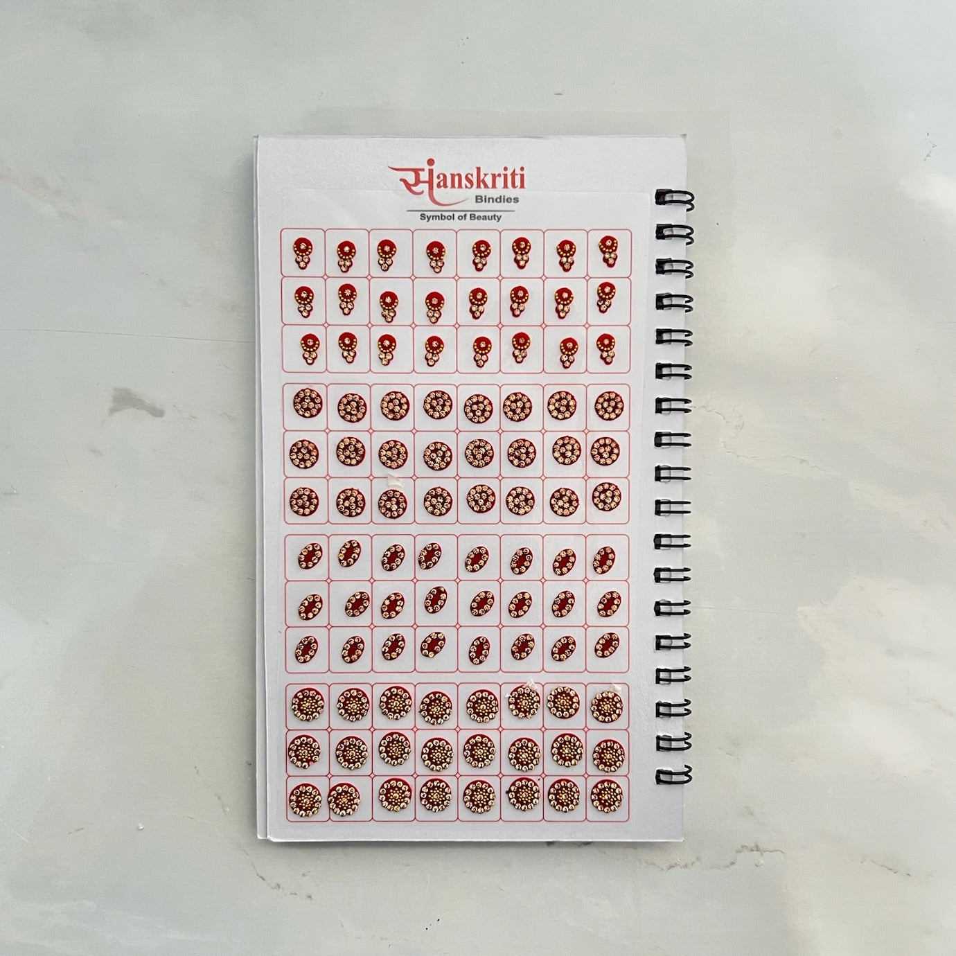 Mixed Design Red/Maroon Bindi Book