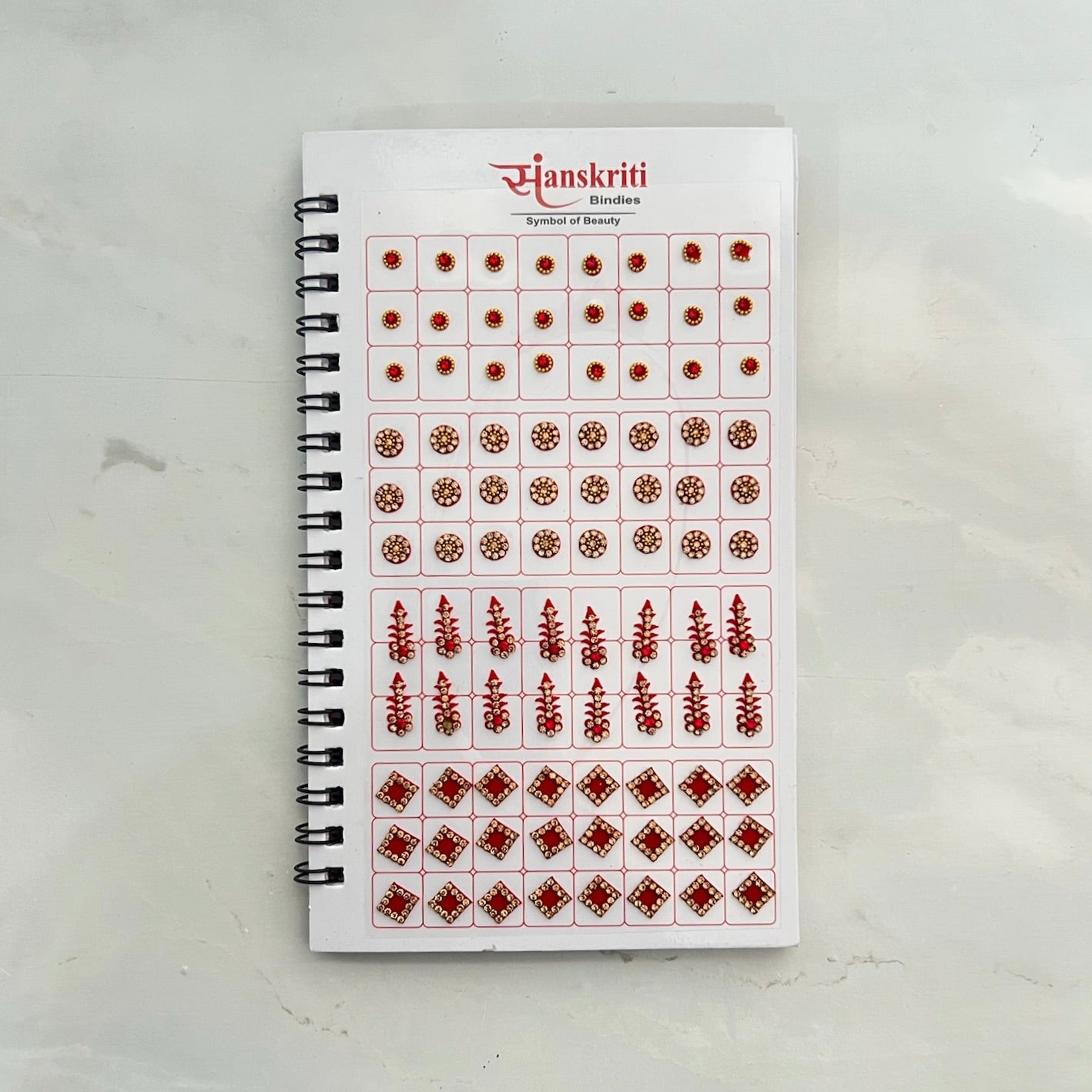Mixed Design Red/Maroon Bindi Book